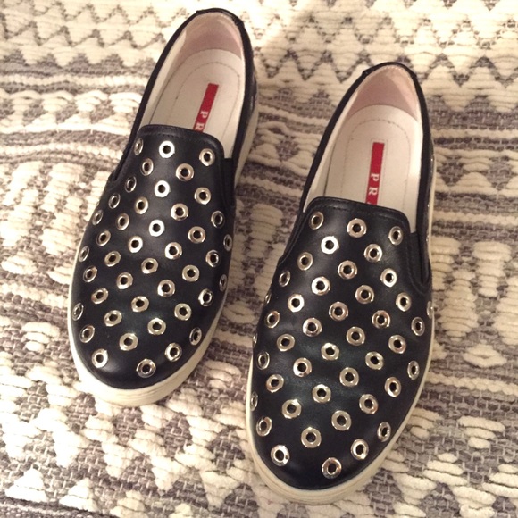 Prada grommet slip on sneaker 36.5 - Picture 2 of 5